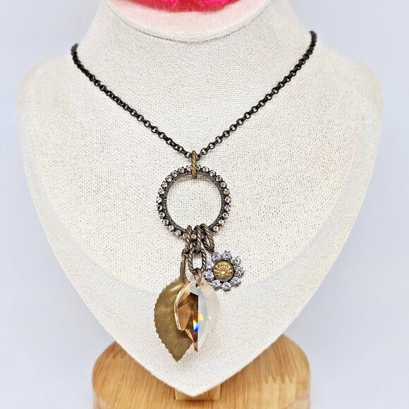 Liz Palacios S.F. Brass Crystal Charm Pendant Chain Necklace LizPalacios - Picture 1 of 12